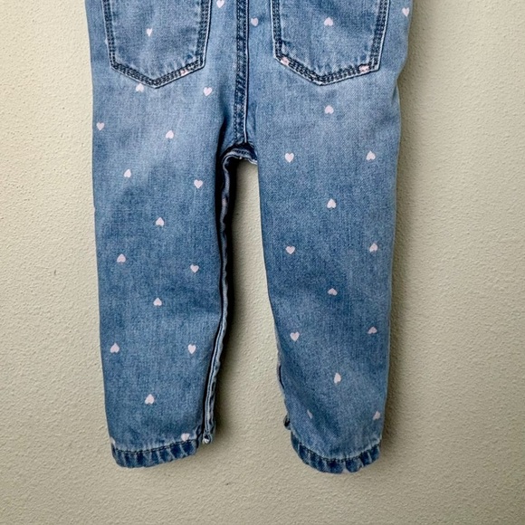 Carter’s Oshkosh Heart Print Denim Overalls 100% Cotton Adjustable Straps 18M - Picture 8 of 10
